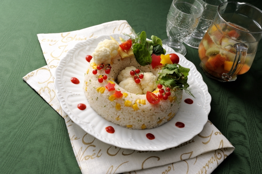 クリスマスリースのブイヨンライス - レシピ写真